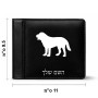 ארנק עור שחור בעיצוב אישי עם השם שלך בעיצוב כלב מידות הארנק 9.5 × 11 ס"מ