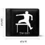 ארנק עור שחור בעיצוב אישי עם השם שלך בעיצוב קפיצת משוכות מידות הארנק 9.5 × 11 ס"מ