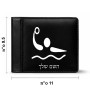 ארנק עור שחור בעיצוב אישי עם השם שלך בעיצוב כדור מים אולימפי מידות הארנק 9.5 × 11 ס"מ