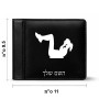 ארנק עור שחור בעיצוב אישי עם השם שלך בעיצוב אישה מתאמנת מידות הארנק 9.5 × 11 ס"מ