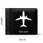 ארנק עור שחור בעיצוב אישי עם השם שלך בעיצוב טייס - טייס מידות הארנק 9.5 × 11 ס"מ