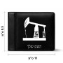 ארנק עור שחור בעיצוב אישי עם השם שלך בעיצוב באר נפט מידות הארנק 9.5 × 11 ס"מ