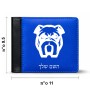 ארנק עור שחור בעיצוב אישי עם השם שלך בעיצוב פרצוף בולדוג מידות הארנק 9.5 × 11 ס"מ