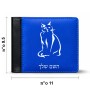 ארנק עור שחור בעיצוב אישי עם השם שלך בעיצוב חתול מידות הארנק 9.5 × 11 ס"מ
