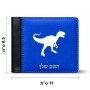 ארנק עור שחור בעיצוב אישי עם השם שלך בעיצוב דינוזאור מידות הארנק 9.5 × 11 ס"מ