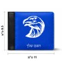 ארנק עור שחור בעיצוב אישי עם השם שלך בעיצוב ראש נשר מידות הארנק 9.5 × 11 ס"מ