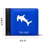 ארנק עור שחור בעיצוב אישי עם השם שלך בעיצוב כריש ראש פטיש מידות הארנק 9.5 × 11 ס"מ