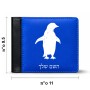 ארנק עור שחור בעיצוב אישי עם השם שלך בעיצוב פינגווין מידות הארנק 9.5 × 11 ס"מ