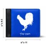 ארנק עור שחור בעיצוב אישי עם השם שלך בעיצוב תרנגול מידות הארנק 9.5 × 11 ס"מ