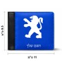 ארנק עור שחור בעיצוב אישי עם השם שלך בעיצוב פיג'ו מידות הארנק 9.5 × 11 ס"מ