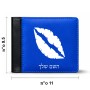 ארנק עור שחור בעיצוב אישי עם השם שלך בעיצוב שפתיים - נשיקה מידות הארנק 9.5 × 11 ס"מ
