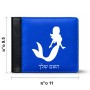 ארנק עור שחור בעיצוב אישי עם השם שלך בעיצוב בתולת ים - אישה מידות הארנק 9.5 × 11 ס"מ