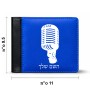 ארנק עור שחור בעיצוב אישי עם השם שלך בעיצוב מיקרופון מידות הארנק 9.5 × 11 ס"מ