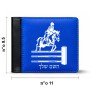 ארנק עור שחור בעיצוב אישי עם השם שלך בעיצוב רוכב סוסים מידות הארנק 9.5 × 11 ס"מ