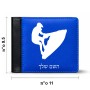 ארנק עור שחור בעיצוב אישי עם השם שלך בעיצוב אופנוע ים מידות הארנק 9.5 × 11 ס"מ