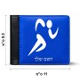 ארנק עור שחור בעיצוב אישי עם השם שלך בעיצוב רצים אולימפיים מידות הארנק 9.5 × 11 ס"מ
