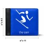 ארנק עור שחור בעיצוב אישי עם השם שלך בעיצוב סקי אולימפי מידות הארנק 9.5 × 11 ס"מ