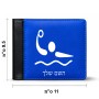ארנק עור שחור בעיצוב אישי עם השם שלך בעיצוב כדור מים אולימפי מידות הארנק 9.5 × 11 ס"מ