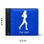 ארנק עור שחור בעיצוב אישי עם השם שלך בעיצוב רץ רץ אישה מידות הארנק 9.5 × 11 ס"מ