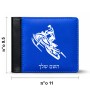 ארנק עור שחור בעיצוב אישי עם השם שלך בעיצוב אופנוע שלג מידות הארנק 9.5 × 11 ס"מ