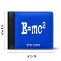 ארנק עור שחור בעיצוב אישי עם השם שלך בעיצוב נוסחת אלברט איינשטיין מידות הארנק 9.5 × 11 ס"מ