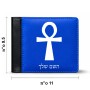 ארנק עור שחור בעיצוב אישי עם השם שלך בעיצוב אנק - מפתח החיים המצרי מידות הארנק 9.5 × 11 ס"מ