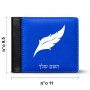 ארנק עור שחור בעיצוב אישי עם השם שלך בעיצוב נוצת נוצה מידות הארנק 9.5 × 11 ס"מ
