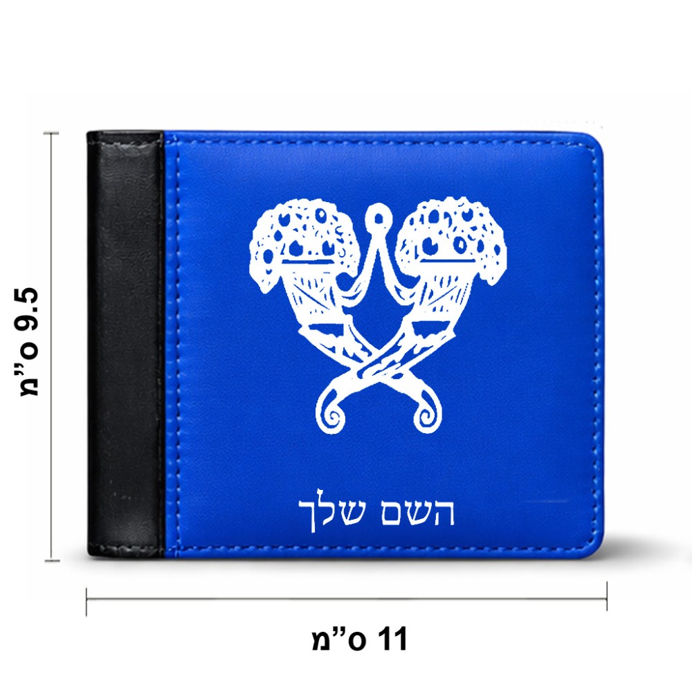 ארנק עור שחור בעיצוב אישי עם השם שלך בעיצוב פרחי קרן מידות הארנק 9.5 × 11 ס"מ