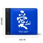 ארנק עור שחור בעיצוב אישי עם השם שלך בעיצוב אהבה באותיות יפניות מידות הארנק 9.5 × 11 ס"מ