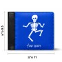 ארנק עור שחור בעיצוב אישי עם השם שלך בעיצוב סקלטון מידות הארנק 9.5 × 11 ס"מ