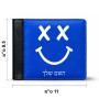 ארנק עור שחור בעיצוב אישי עם השם שלך בעיצוב סמיילי מידות הארנק 9.5 × 11 ס"מ