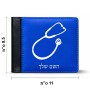 ארנק עור שחור בעיצוב אישי עם השם שלך בעיצוב סטטוסקופ רופא מידות הארנק 9.5 × 11 ס"מ