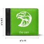 ארנק עור שחור בעיצוב אישי עם השם שלך בעיצוב ראש נשר מידות הארנק 9.5 × 11 ס"מ