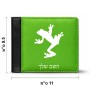 ארנק עור שחור בעיצוב אישי עם השם שלך בעיצוב צפרדע טרופית מידות הארנק 9.5 × 11 ס"מ