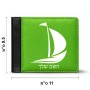 ארנק עור שחור בעיצוב אישי עם השם שלך בעיצוב סירה מידות הארנק 9.5 × 11 ס"מ