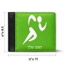 ארנק עור שחור בעיצוב אישי עם השם שלך בעיצוב רצים אולימפיים מידות הארנק 9.5 × 11 ס"מ