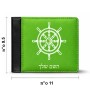 ארנק עור שחור בעיצוב אישי עם השם שלך בעיצוב הגה - קפטן - ים מידות הארנק 9.5 × 11 ס"מ
