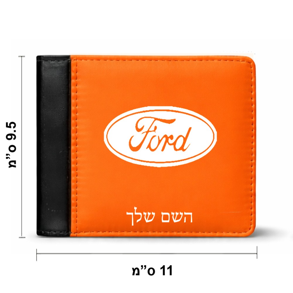 ארנק עור שחור בעיצוב אישי עם השם שלך בעיצוב לחצות מידות הארנק 9.5 × 11 ס"מ