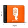 ארנק עור שחור בעיצוב אישי עם השם שלך בעיצוב מיקרופון מידות הארנק 9.5 × 11 ס"מ