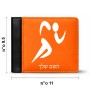 ארנק עור שחור בעיצוב אישי עם השם שלך בעיצוב רצים אולימפיים מידות הארנק 9.5 × 11 ס"מ