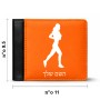 ארנק עור שחור בעיצוב אישי עם השם שלך בעיצוב רץ רץ אישה מידות הארנק 9.5 × 11 ס"מ