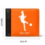 ארנק עור שחור בעיצוב אישי עם השם שלך בעיצוב שחקנית כדורגל - אישה מידות הארנק 9.5 × 11 ס"מ