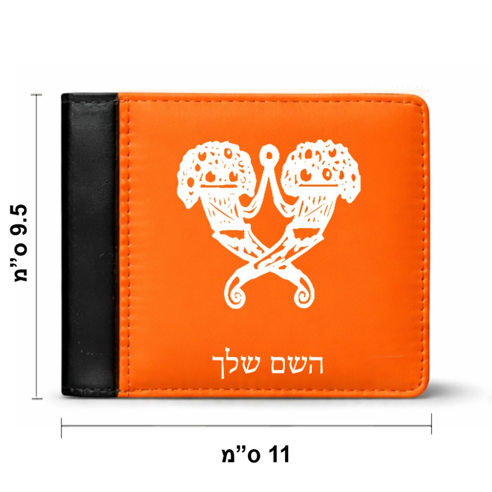 ארנק עור שחור בעיצוב אישי עם השם שלך בעיצוב פרחי קרן מידות הארנק 9.5 × 11 ס"מ