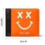 ארנק עור שחור בעיצוב אישי עם השם שלך בעיצוב סמיילי מידות הארנק 9.5 × 11 ס"מ