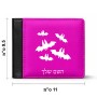 ארנק עור שחור בעיצוב אישי עם השם שלך בעיצוב עטלפים מידות הארנק 9.5 × 11 ס"מ
