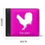 ארנק עור שחור בעיצוב אישי עם השם שלך בעיצוב תרנגול מידות הארנק 9.5 × 11 ס"מ