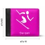 ארנק עור שחור בעיצוב אישי עם השם שלך בעיצוב סקי אולימפי מידות הארנק 9.5 × 11 ס"מ