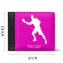 ארנק עור שחור בעיצוב אישי עם השם שלך בעיצוב שחקן פינג פונג מידות הארנק 9.5 × 11 ס"מ