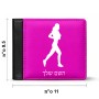 ארנק עור שחור בעיצוב אישי עם השם שלך בעיצוב רץ רץ אישה מידות הארנק 9.5 × 11 ס"מ