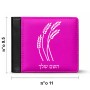 ארנק עור שחור בעיצוב אישי עם השם שלך בעיצוב חיטה גלית זהב מידות הארנק 9.5 × 11 ס"מ